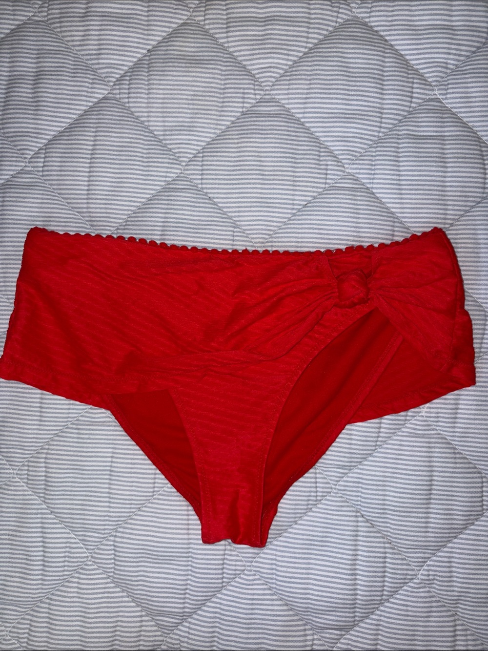 Classic Red Bikini Briefs with Side Knot Detail